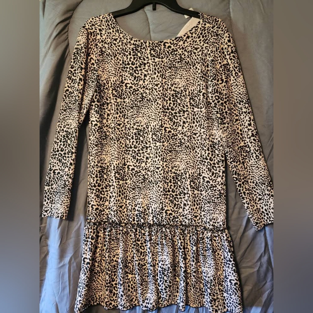 Leopard Print Long Sleeve Kids Dress